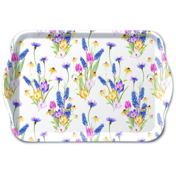 A Tablett melamine 13x21 cm Hello spring Frühlingsblumen