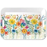 Tablett  - 33x47 cm - Vibrant spring white - Wildblumen