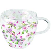 A Doppelwandiger Glasbecher mit Henkel Spring blossom...