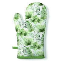 A Ofenhandschuh Dschungelblätter Jungle leaves white