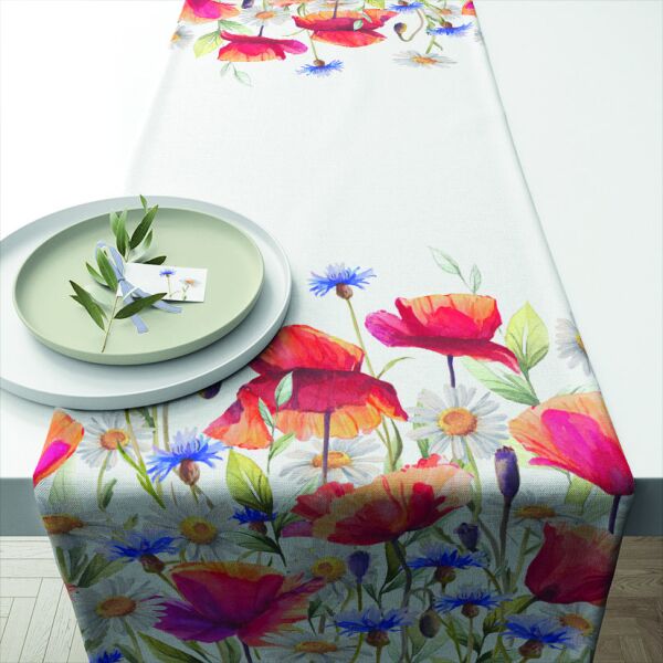 Tischläufer 40x150 cm Poppies and cornflowers Wildblumen