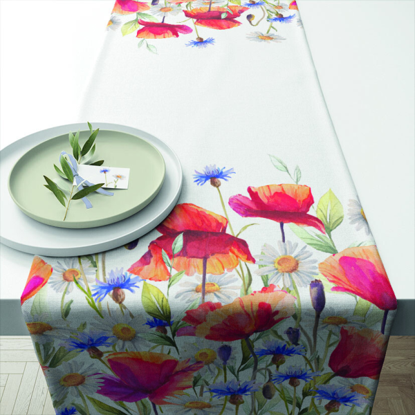 Tischläufer 40x150 cm Poppies and cornflowers Wildblumen