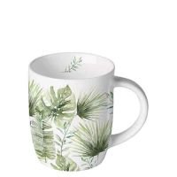 Becher 0,2 L Dschungelblätter Jungle leaves white