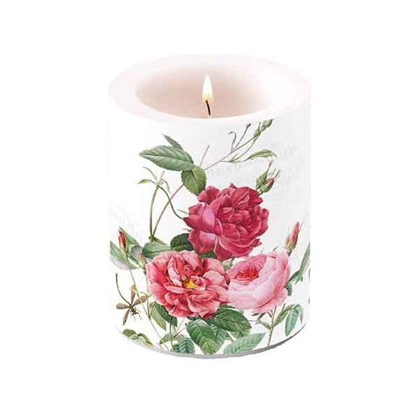A Kerze gross Amber pinke Blumen