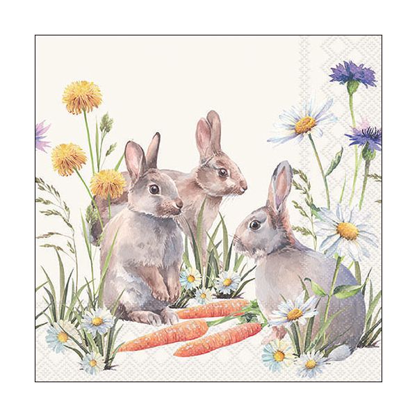 Ostern Servietten 33x33 cm Carrot treats Hasen