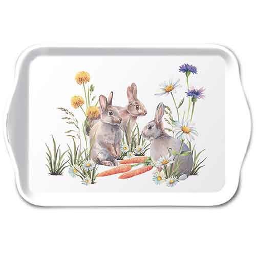 Ostern – Tablett melamine 13x21 cm Carrot treat - Hasen mit Karotten