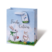 Geschenktasche - medium - weiße Hasen