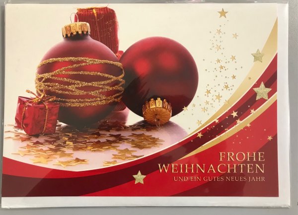 Weihnachtskarte im DIN A4-Format 20,5 x 29,5 cm mit Briefumschlag -Frohe Weihnachten und ein gutes neues Jahr