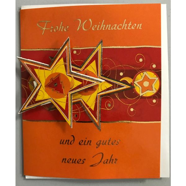 Weihnachten Minikarte Grußkarte mit Umschlag  Sterne Frohe Weihnachten Gutes Neues Jahr