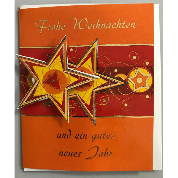 Weihnachten Minikarte Grußkarte mit Umschlag  Sterne Frohe Weihnachten Gutes Neues Jahr