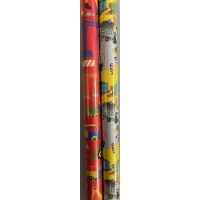 Geschenkpapier Röllchen 70x200 cm Baustellenmotiv Kindergeschenkpapier in rot oder gelb