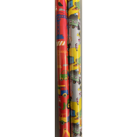 Geschenkpapier Röllchen 70x200 cm Baustellenmotiv Kindergeschenkpapier in rot oder gelb