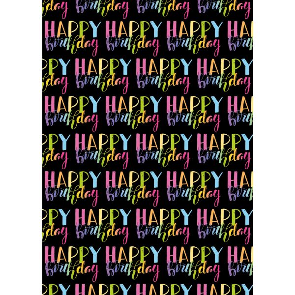 Geschenkpapier – Röllchen - 70x150 cm - Happy Birthday Schriftzug