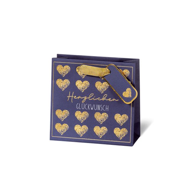 Geschenktasche - CD-Format 14,5 x 15,6 cm - Elegant hearts