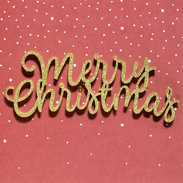 Weihnachten Lettering Quadratische Glückwunschkarte mit Applikation mit Umschlag Merry Xmas