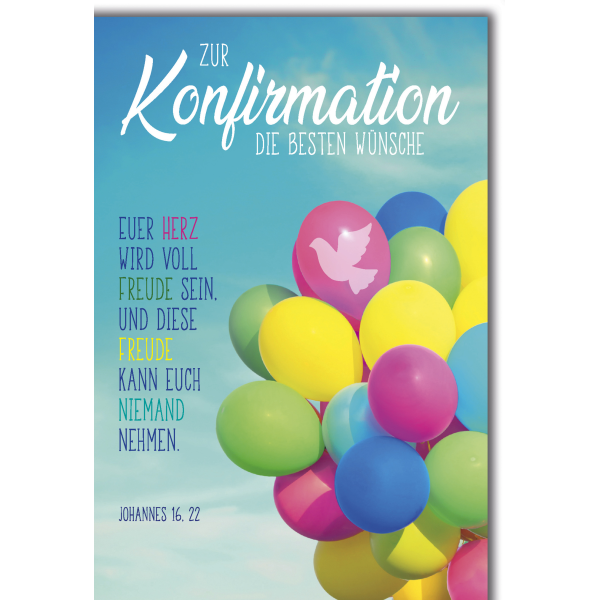 Konfirmation Karte mit Umschlag Luftballons