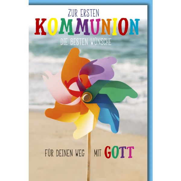 A Kommunion Karte mit Umschlag Windspiel