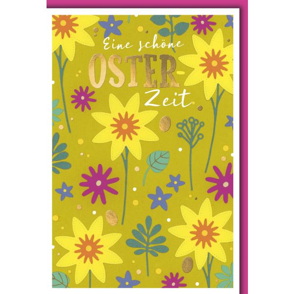 Ostern Karte mit Umschlag Narzissen bunt