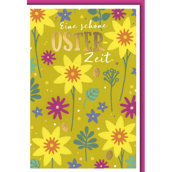 Ostern Karte mit Umschlag Narzissen bunt