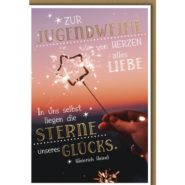 Jugendweihe Karte mit Umschlag Wunderkerze