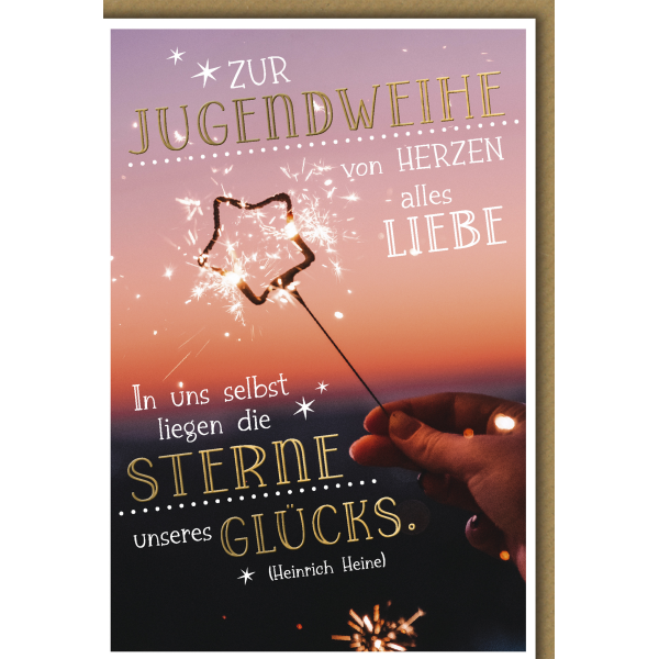 Jugendweihe Karte mit Umschlag Wunderkerze