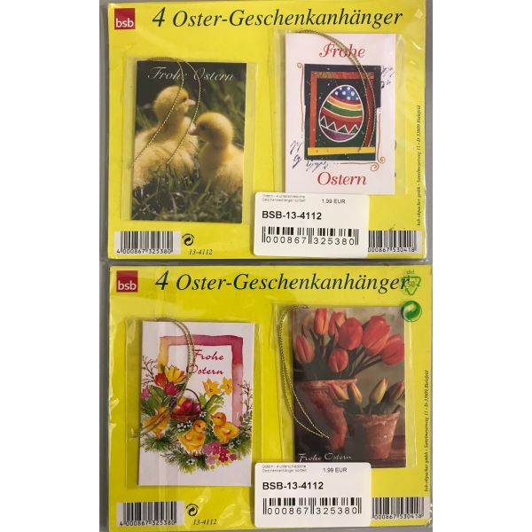 Ostern 4 Geschenkanhänger sortiert Bundle