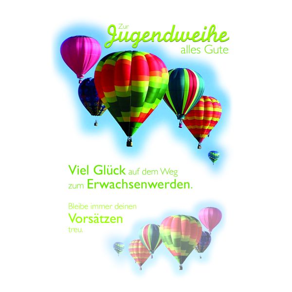 Jugendweihe Karte mit Umschlag Heißluftballon