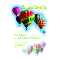 Jugendweihe Karte mit Umschlag Heißluftballon