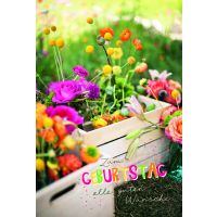 Geburtstag Karte mit Umschlag Blumen in Kisten
