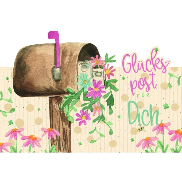 Allgemeine Wünsche Green Line Laser Art Karte mit Umschlag Briefe und Blumen im Briefkasten