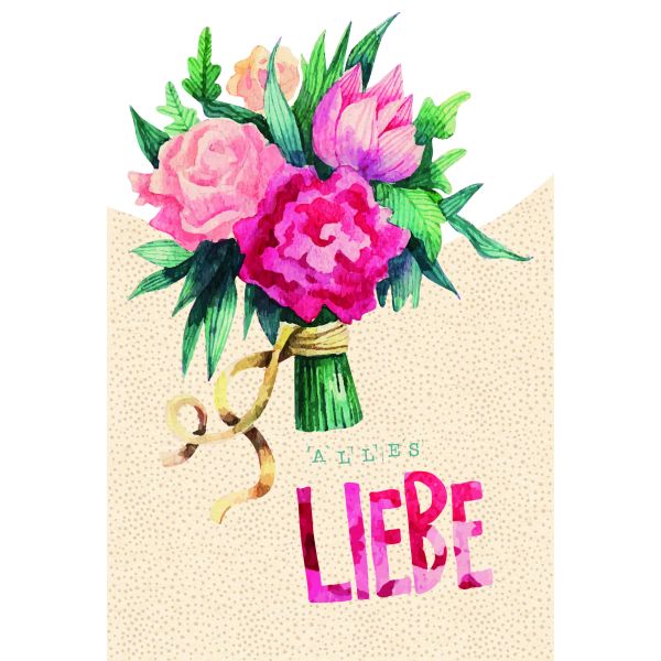 Allgemeine Wünsche Green Line Laser Art Karte mit Umschlag Blumenstrauß