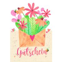 Gutschein Green Line Laser Art Karte mit Umschlag Blumen...