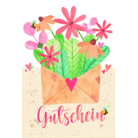 Gutschein Green Line Laser Art Karte mit Umschlag Blumen...