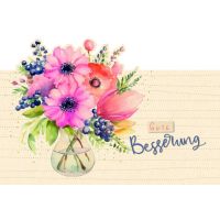 Genesung Green Line Laser Art Karte mit Umschlag Blumen...