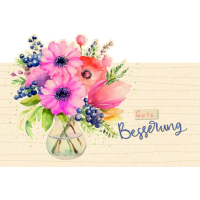 Genesung Green Line Laser Art Karte mit Umschlag Blumen...