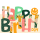 Geburtstag Green Line Laser Art Karte mit Umschlag Smiley, Buchstaben