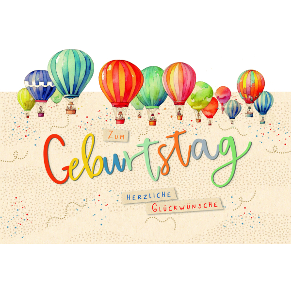 Geburtstagskarte XL Mit Heißluftballons – Din Lang Format Für Persönliche Grüße