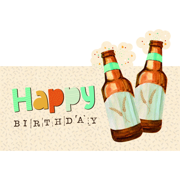 Geburtstag Green Line Laser Art Karte mit Umschlag Zwei Bierflaschen