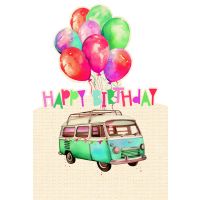 Geburtstag Green Line Laser Art Karte mit Umschlag Bus...