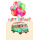 Geburtstag Green Line Laser Art Karte mit Umschlag Bus Camper mit bunten Luftballons am Dachgepäckträger