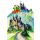 Geburtstag Green Line Laser Art Karte mit Umschlag Ritterburg mit Drachen und Rittern