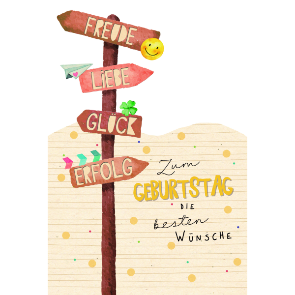 Geburtstag Green Line Laser Art Karte mit Umschlag Wegweiser