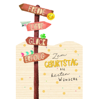 Geburtstag Green Line Laser Art Karte mit Umschlag Wegweiser