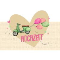 Hochzeit Green Line Laser Art Karte mit Umschlag Moped...