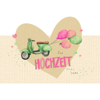 Hochzeit Green Line Laser Art Karte mit Umschlag Moped...