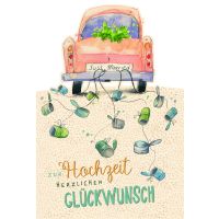 Hochzeit Green Line Laser Art Karte mit Umschlag Auto mit...