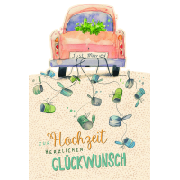 Hochzeit Green Line Laser Art Karte mit Umschlag Auto mit...