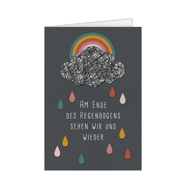 Trauer Beileidskarte Kondolenzkarte mit Umschlag Kindstod Baby Am Ende des Regenbogen sehen wir uns wieder