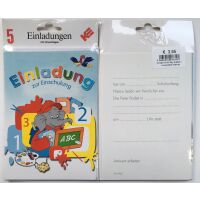 Einladungskarten zum Schulanfang - 5 Doppelkarten mit...