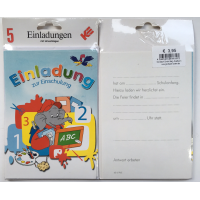 Einladungskarten zum Schulanfang - 5 Doppelkarten mit...